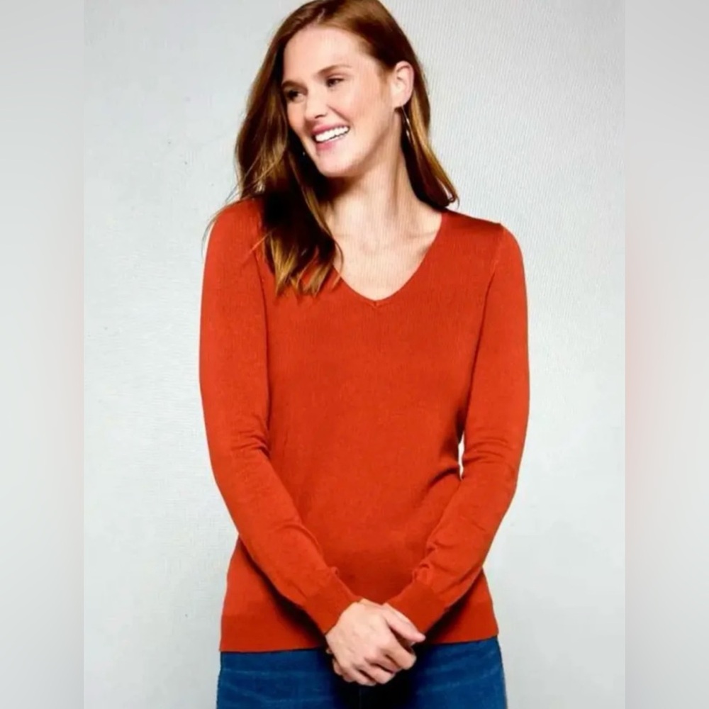 Love Ellie Mia Back Detail‎ Pullover Sweater XS Burnt Orange~Stitch Fix NWOT